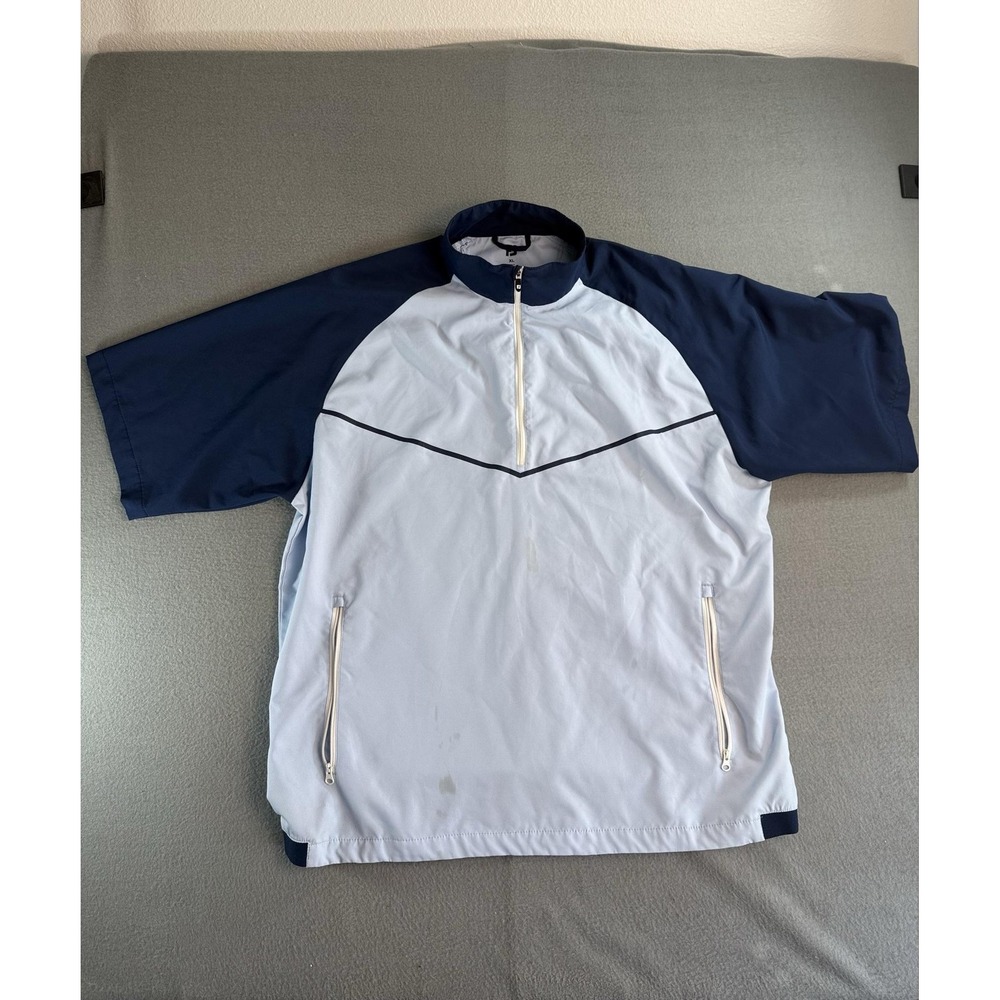 FootJoy Jacket Mens XL Blue 1/2 Zip Short Sleeve Golf Windbreaker Pullover